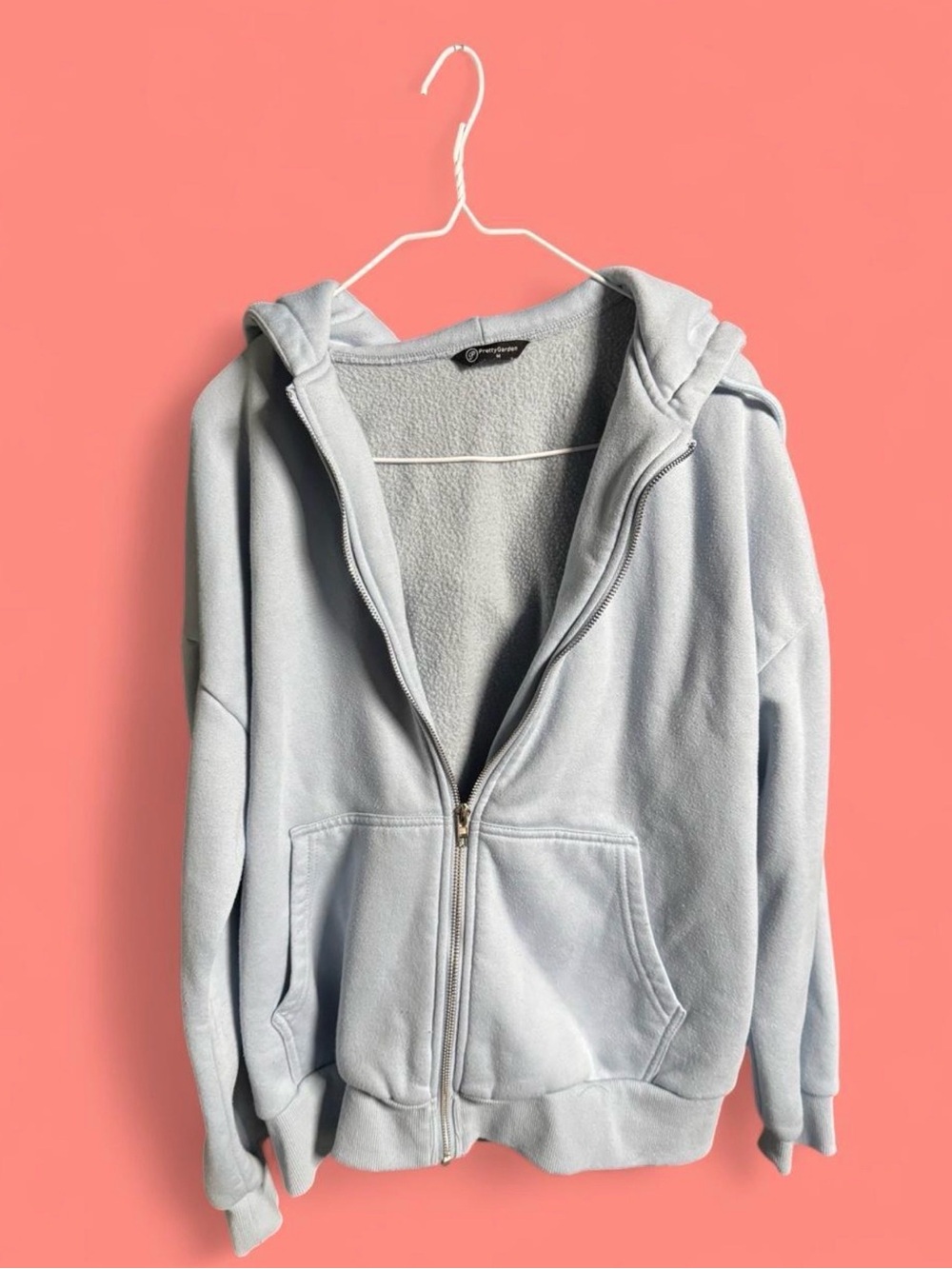 PRETTYGARDEN Light Blue Oversized Zip Up Hoodie Women’s Medium